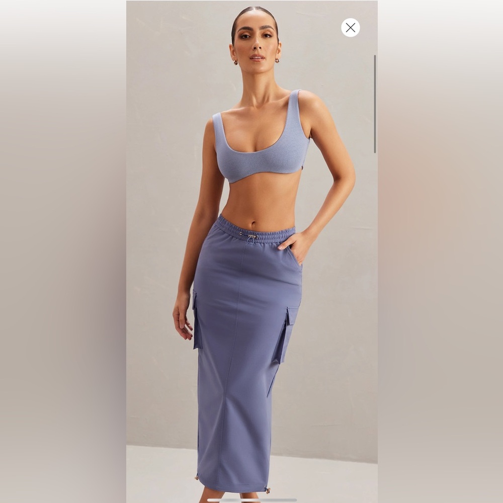 KIRRA - Cargo Maxi Skirt in Dusty Blue Brand New with Tag